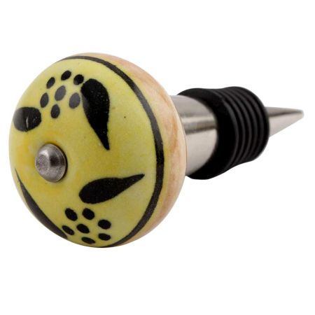 Black Leaf Ceramic Wine Stopper